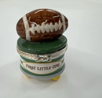 Mud Pie Baby’s First Hair Curl Ceramic Tiny Trinket Box Football Sports Scissor - Image 1 of 4