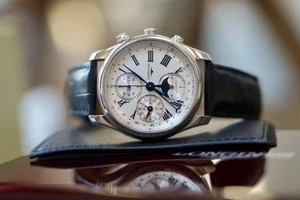 Longines Master Collection L26734712 Roman Moonphase Chrono Alligator Blue Strap - Picture 1 of 15