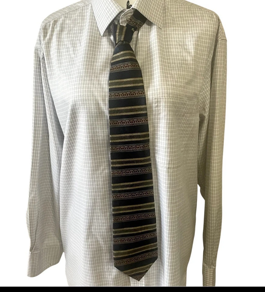 Corbata Rafael Toda Seda Hecha a Mano Italia Negro Dorado Rojo Rayas Patrón Barroco Foto 1 de 4