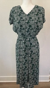 Kaileigh Green Daisy Jumpsuit MP Belted Wide Leg Stretch Floral One Piece - Picture 1 of 19