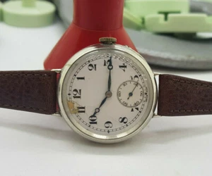 RARE W.W.I SOLID SILVER IWC S&Co MILITARY TRENCH WHITE DIAL MAN'S WATCH - Picture 1 of 10