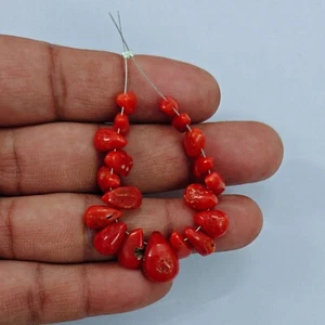 Vintage 100% Natural Italian Red Coral Beads Genuine Coral Beads Loose Gemstone - Picture 1 of 8