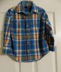 Boy's Baby Gap Long Sleeve Plaid Button Up Shirt Size 5 Years Boys Blue - Picture 1 of 3