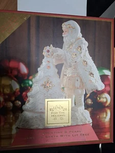 2003 Lenox Florentine & Pearl Jeweled Santa with Lit Tree - Picture 1 of 3