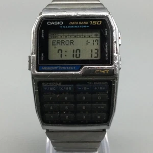 Vtg Casio Data Bank Watch Men 1477 DBC-610 Silver Tone Calculator New Battery - Picture 1 of 14