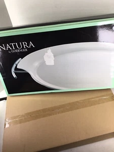 Natura by Godinger Porcelain Serving Tray w/ Chrome Plated Serving Rack 11x16.25 - Picture 1 of 6