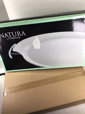 Natura by Godinger Porcelain Serving Tray w/ Chrome Plated Serving Rack 11x16.25 - Image 1 of 4