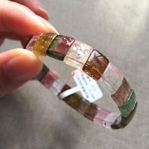 Natural Colorful Tourmaline Clear Rectangle Beads Bracelet Jewelry 10x4mm AAAA