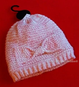 NEW M&Co girls' pink knitted fleece lined winter beanie hat Age 5-7 & 8-10 years - Picture 1 of 5