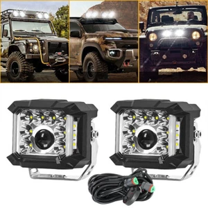 Pair 5'' LED Driving Light Pods Spot Flood Combo Side Shooter DRL w/Wiring Kit - Picture 1 of 10