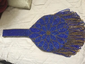 VINTAGE ART NOUVEAU BEADED WRIST HANDBAG/ PURSE RARE BAG SUPER COOL! - Picture 1 of 8