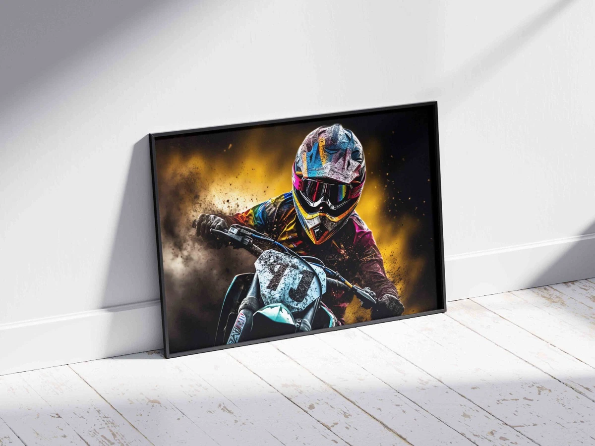 Bumblebeaver Motocross Kunstdruck – Poster Im Retro-Stil, 30 X 41 Cm, Hochwertiger Druck Auf Strukturiertem Papier