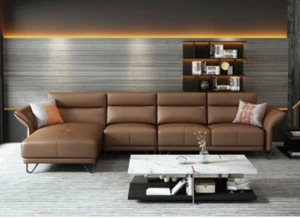 Sofá de cuero de diseño italiano muebles mesa de centro asiento tapizado - Imagen 1 de 9