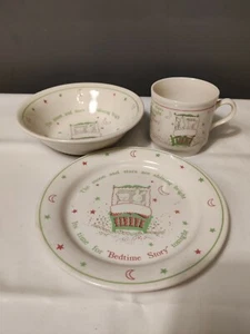 Vintage Retro EIT England Conference Tasse Schale Teller Set 80er Bedtime Story rosa grün - Bild 1 von 11