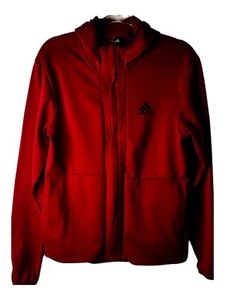 Adidas Sudadera con Capucha Cremallera Completa 2 Bolsillos Rojo Manga Larga 100% Poliéster Talla Mediana - Imagen 1 de 8