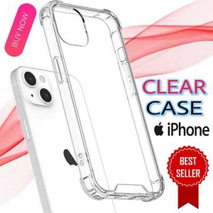 Clear Shockproof Case For iPhone 16 15 14 Pro 11 12 13 PRO MAX MINI 8 7 Silicone - Picture 1 of 8