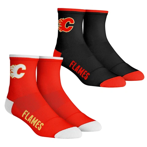 Men's Rock Em Socks Calgary Flames Core Team 2-Pack Quarter Length Sock Set Cover