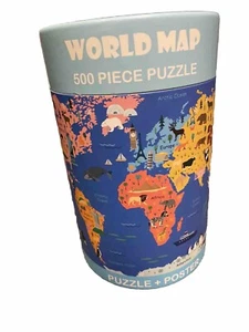 World Map Continents Europe Africa America 500 Piece Puzzle with Poster NEW - Picture 1 of 4