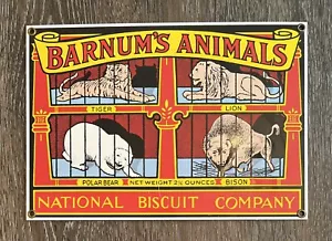 Letrero de porcelana vintage de animales de Barnum Ande Rooney de galletas - Imagen 1 de 7