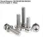 M3 - M10 Phillips Hex Head Bolts Stainless Screws Flat Washer Split Lock Washers