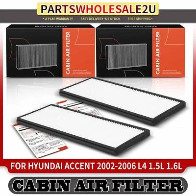 Filtro de aire de cabina 2 piezas para Hyundai Accent 2002 2003 2004 2005-2006 L4 1,5 L 1,6 L Foto 1 de 4