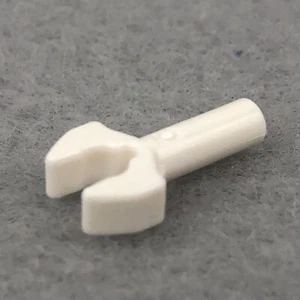 LEGO 48729b White Bar 1L W/ Clip Mechanical Claw - Cut Edges & Hole on Side (x1) - Picture 1 of 3
