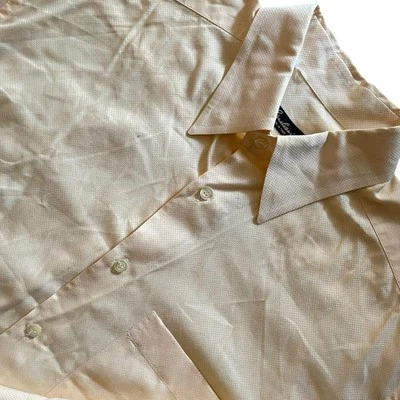 Camisa de vestir Corneliani para hombre amarilla melocotón microcuadros botón frontal camisa grande Foto 1 de 4