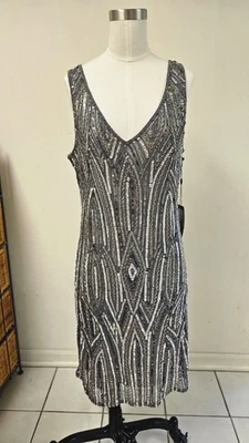 NWT Adrianna papell dress 12 woman Stunning Heavy Weight Crystal Beaded Coctail - Image 1 of 4