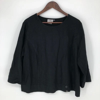 Top túnica manga 3/4 algodón de Marcware mezcla de lino negro botones XL Foto 1 de 4