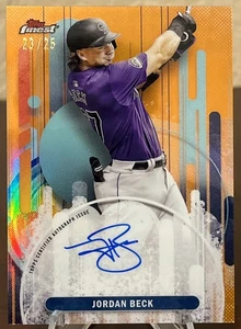 2025 Topps Finest Jordan Beck RC Orange Auto /25 Colorado Rockies - Picture 1 of 2