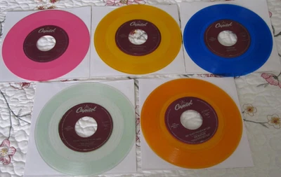 Five Beatles Colored Vinyl 45s-Capitol Cema - Image 1 of 2