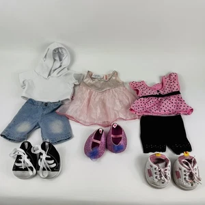 Build a Bear Workshop Mädchen Outfit Paket 3 rosa Kleid Jeans Shorts Schuhe BABW - Bild 1 von 18