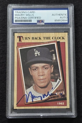 Бейсбольная карточка 1987 MAURY WILLS Signed Topps-LOS ANGELES DODGERS-PSA - Изображение 1 из 4