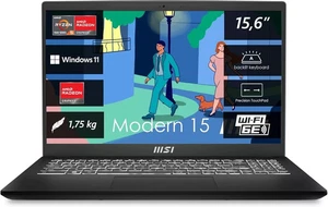 MSI Modern 15 B7M-284, Classic Black, Ryzen 5 7530U (0015HK-284)(NEU/OVP) - Afbeelding 1 van 8