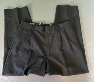Lands End 100% Wool Men's Dressed Preppy Career Pants Trousers Size 32x26 Black - Picture 1 of 8