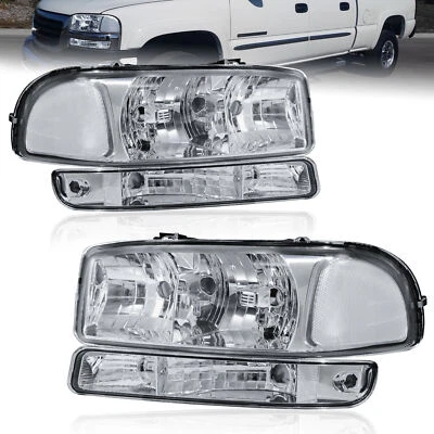 Fits 1999-2006 GMC Sierra 2000-2006 Yukon XL 1500 2500 Headlights &Bumper Lamps - Imagem 1 de 4