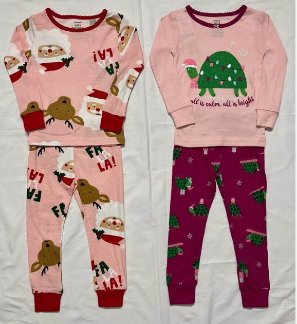 Juego de pijama ligero de vacaciones Carters para bebés niñas de 4 piezas (ROSA NAVIDAD 5/5A) NUEVO CON ETIQUETAS Foto 1 de 1