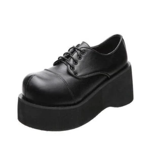 Damenschuhe College Mädchen Kunstleder Schnürschuhe Plateau runde Spitze Keilabsatz Größe - Bild 1 von 8