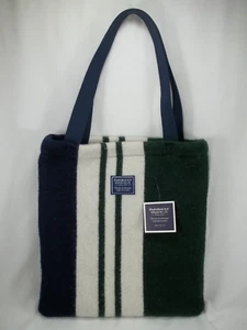 Faribault NWT Woolen Mill Co Green-White-Blue WOOL UnstructuredTote Shoulder Bag - Picture 1 of 10