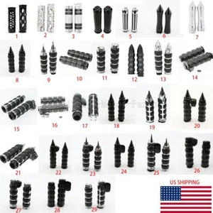 1" Black Chrome Motorcycle handlebar Hand Grips for Honda Suzuki Kawasaki Yamaha - Picture 1 of 30