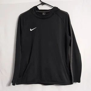Nike Dri-Fit Black With Gray Stripe Long Sleeve Pullover Hoodie Size Lg Women's - Picture 1 of 4