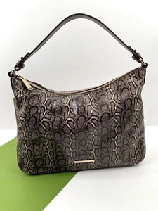 Brahmin Heather Espresso Caswell Leather Shoulder Bag Satchel Animal Print NWT - Picture 1 of 8