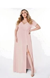 Azazie Bridesmaid/ Formal Dress Rylee in Pink Chiffon 301137 Size A16 - Picture 1 of 7