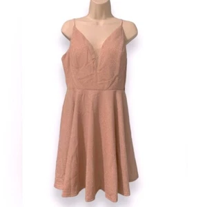 NWT EVER PRETTY - spaghetti strap - Rose Gold Glitter Prom Evening Dress - Sz 16 - Picture 1 of 7