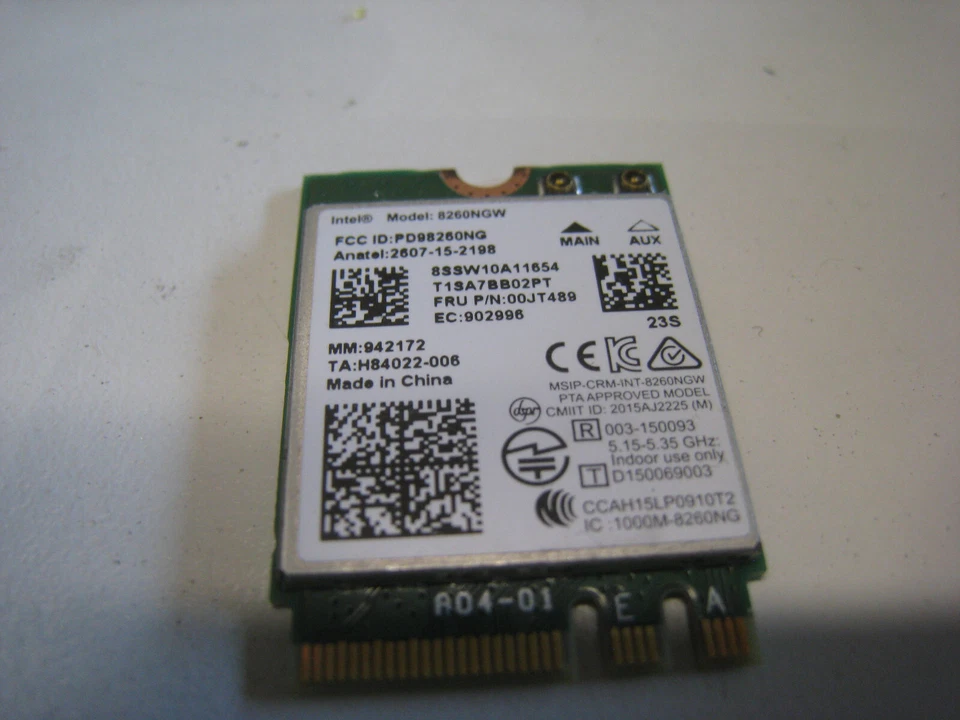 Scheda WiFi Intel Dual Band Wireless 8260NGW Lenovo FRU 00JT489 - Immagine 1 di 1