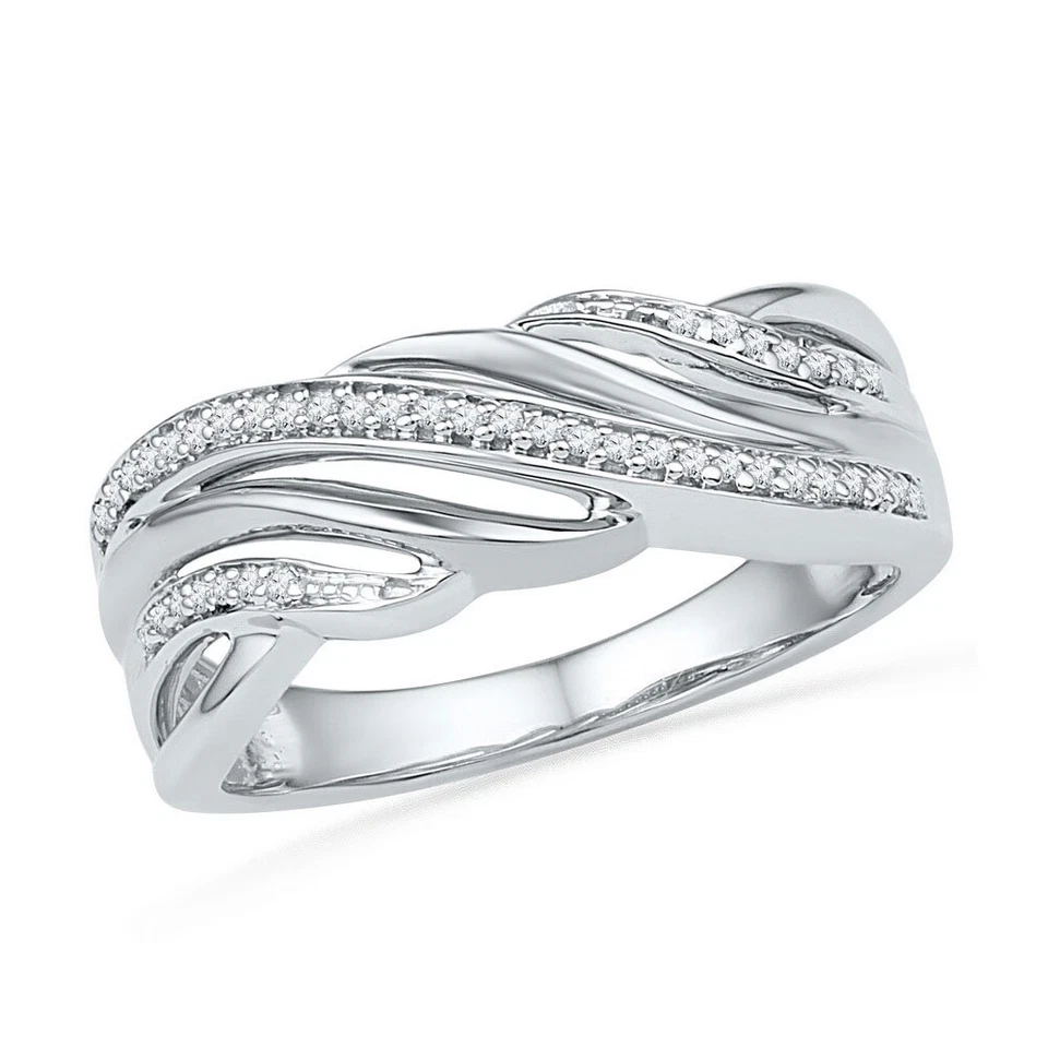 10kt Two-tone Gold Womens Round Diamond Band Ring 1/8 Cttw - Image 1 of 1