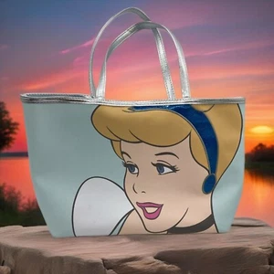 Disney Princess Cinderella Tote Bag Silver Handles Inner Zip Pocket Clean Large - Picture 1 of 13