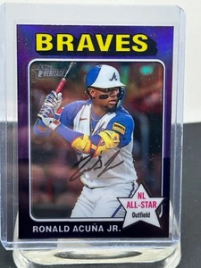 2024 TOPPS HERITAGE BASEBALL RONALD ACUNA JR PURPLE HOT BOX REFRACTOR #321 - Picture 1 of 2