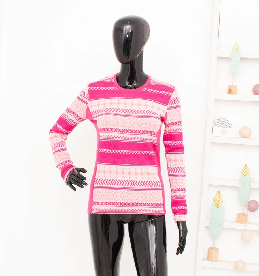 Top térmico Helly Hansen Merino capa base rosa Fair Isle 100 % lana S Foto 1 de 4