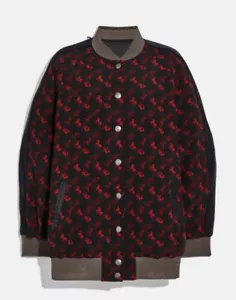 Coach Embroidered Reversible Horse & Carriage Print Souvenir Varsity Jacket Sz 8 - Picture 1 of 9
